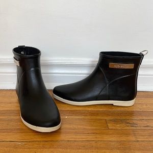 Legacy Minimalist Black + White Ankle Rain Boot.